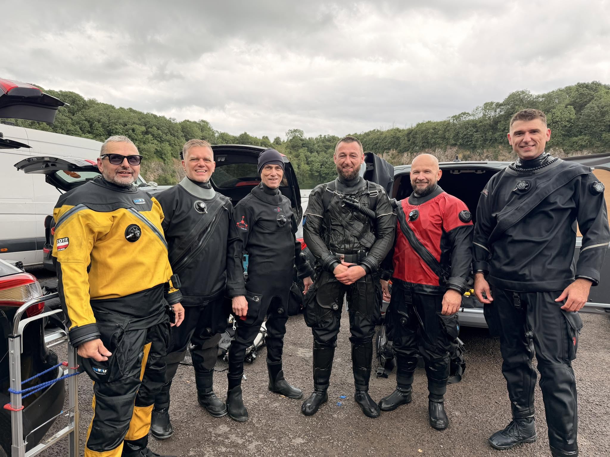 SSI Divemaster training in dry suits at Stoney Cove Quarry